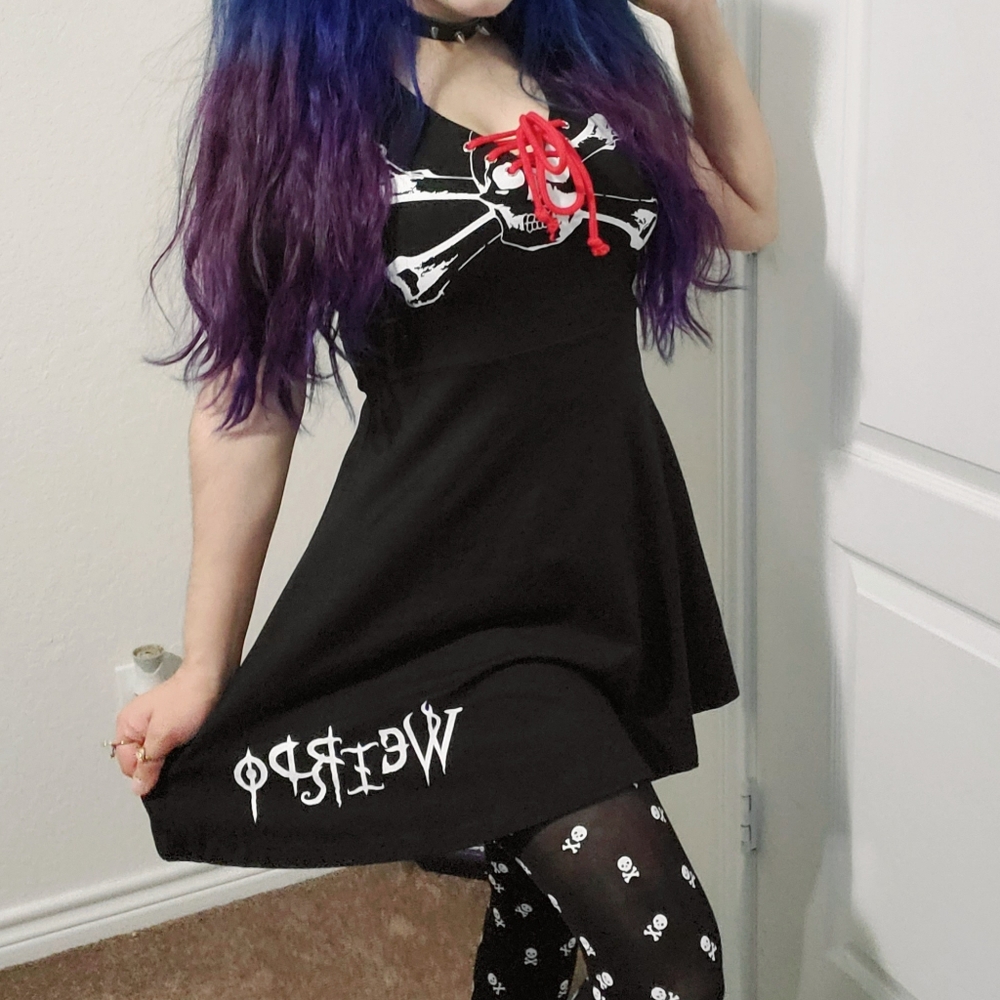 Dolls Kill Black Mini Dress with Red Accents